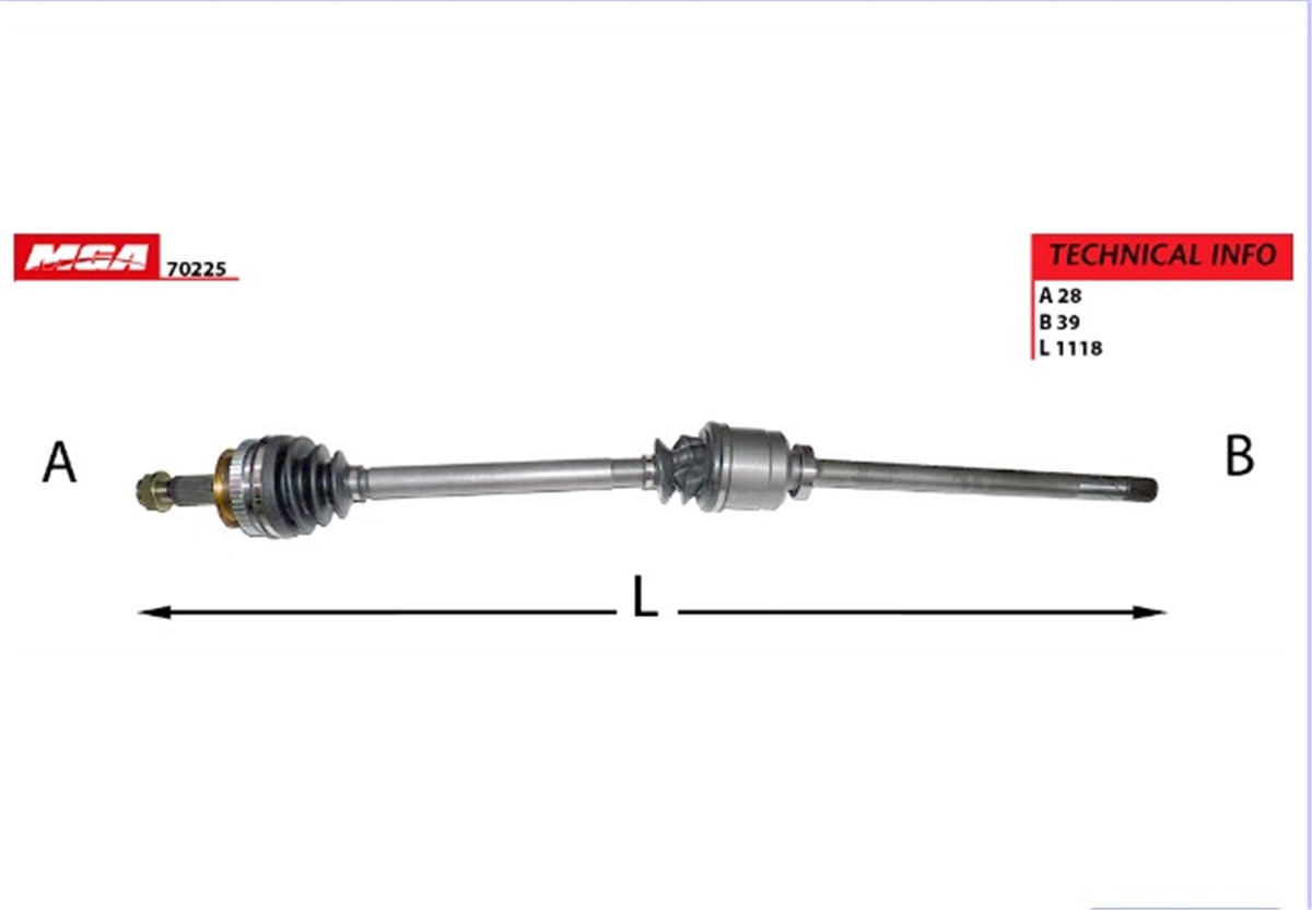 YEDEK PARÇAAKS SAG ABSLI 98-01 51D  RENAULT  MASTER I OPEL  MOVANO  7700102980 -MGA-70225MGAMGA-70225