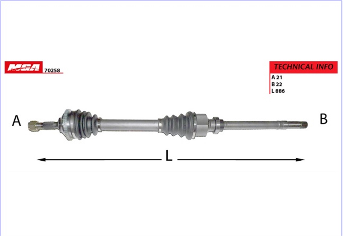 YEDEK PARÇAAKS SAG  PEUGEOT  206 1.4 1.6 1.4HDI ABSLI 48D 90HP  32733L -MGA-70258MGAMGA-70258