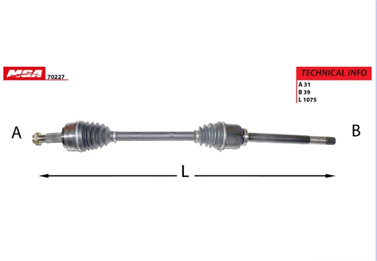 YEDEK PARÇAAKS SAG  RENAULT  MASTER III 6 VITES 09 --  391004255r -MGA-70227MGAMGA-70227