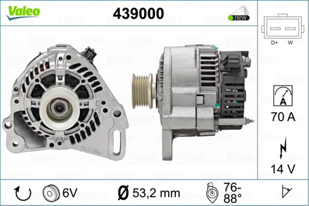 YEDEK PARÇAALTERNATÖR A11VI66 70A VALEO 439000VALEOVALEO 439000