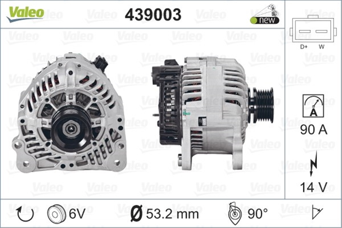 YEDEK PARÇAALTERNATÖR A13VI124 90A VALEO 439003VALEOVALEO 439003