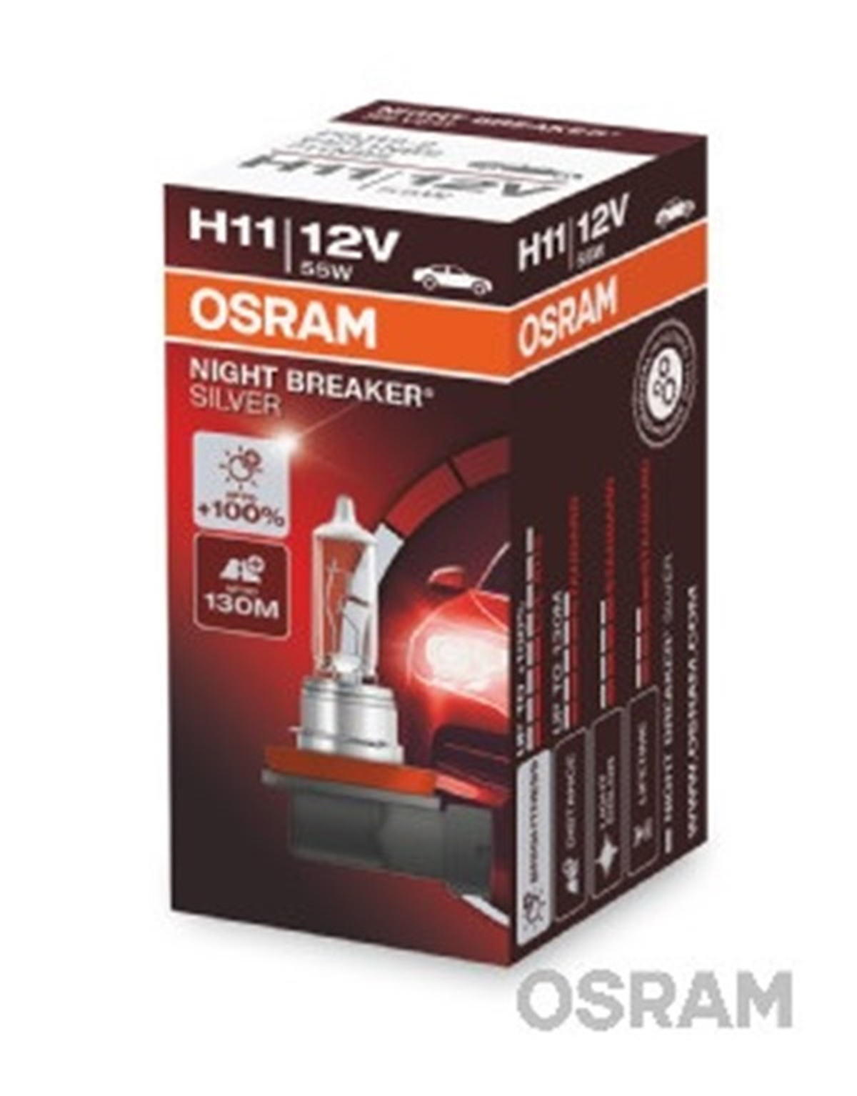 YEDEK PARÇAAMPUL 12V H11 55W NIGHT BREAKER SILVER NBS SERİSİ 100 GÜÇLÜ IŞIK İKİLİ AMBALAJ OSRAM 64211NBS-HCBOSRAMOSRAM 64211NBS-HCB
