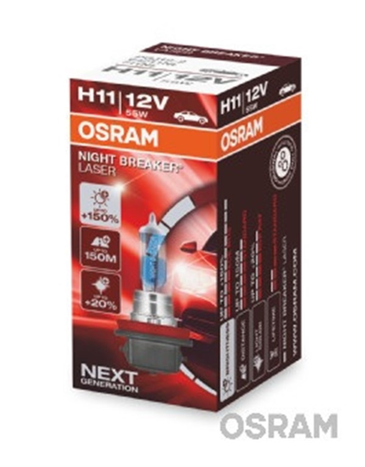 YEDEK PARÇAAMPUL 12V H11 55W NIGHT BREAKER LASER 150 GÜÇLÜ 20 BEYAZ IŞIK İKİLİ AMBALAJ OSRAM 64211NL-HCBOSRAMOSRAM 64211NL-HCB