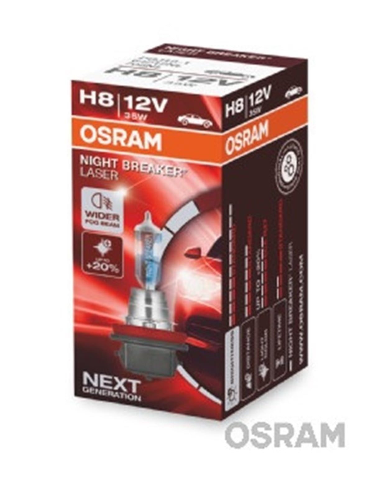 YEDEK PARÇAAMPUL 12V H8 35W NIGHT BREAKER LASER 150 GÜÇLÜ 20 BEYAZ IŞIK İKİLİ AMBALAJ OSRAM 64212NL-HCBOSRAMOSRAM 64212NL-HCB
