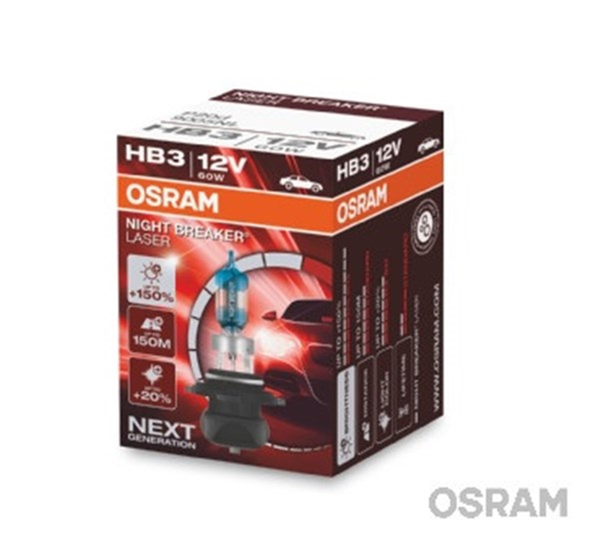 YEDEK PARÇAAMPUL 12V HB3 60W 9005 NIGHT BREAKER LASER 150 GÜÇLÜ 20 BEYAZ IŞIK İKİLİ AMBALAJ OSRAM 9005NL-HCBOSRAMOSRAM 9005NL-HCB