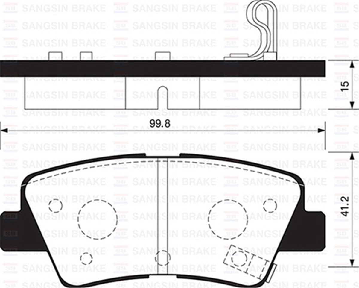 YEDEK PARÇAARKA BALATA ACCENT BLUE 1.4-1.6 11 KIA SOUL 1.6 09 99.8X41.3X15.5-15.8 GDB3494-GDB3495 SANGSIN SP1401SANGSINSANGSIN SP1401