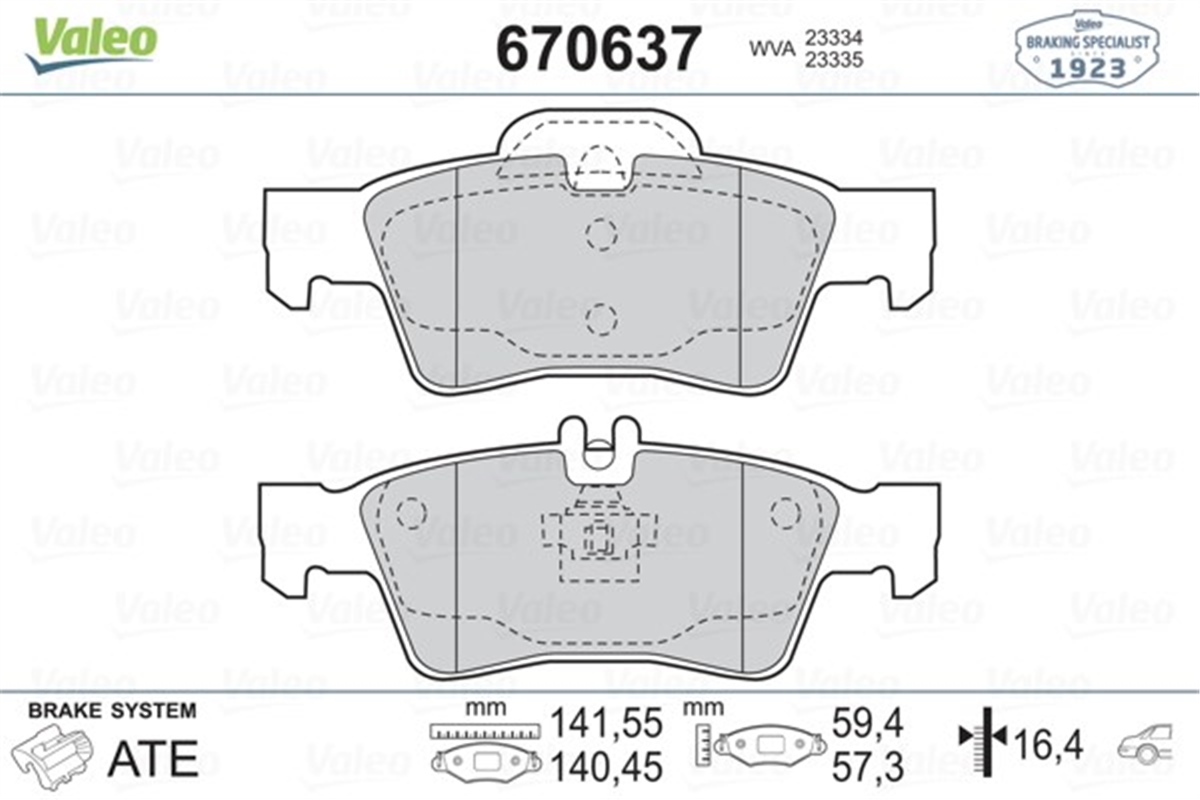 YEDEK PARÇAARKA BALATA C218 CLS 300-350-CDI W211 E200-E240-E320-E350-E500 02-08 W212 08 W220 W221 X218 12 VALEO 670637VALEOVALEO 670637