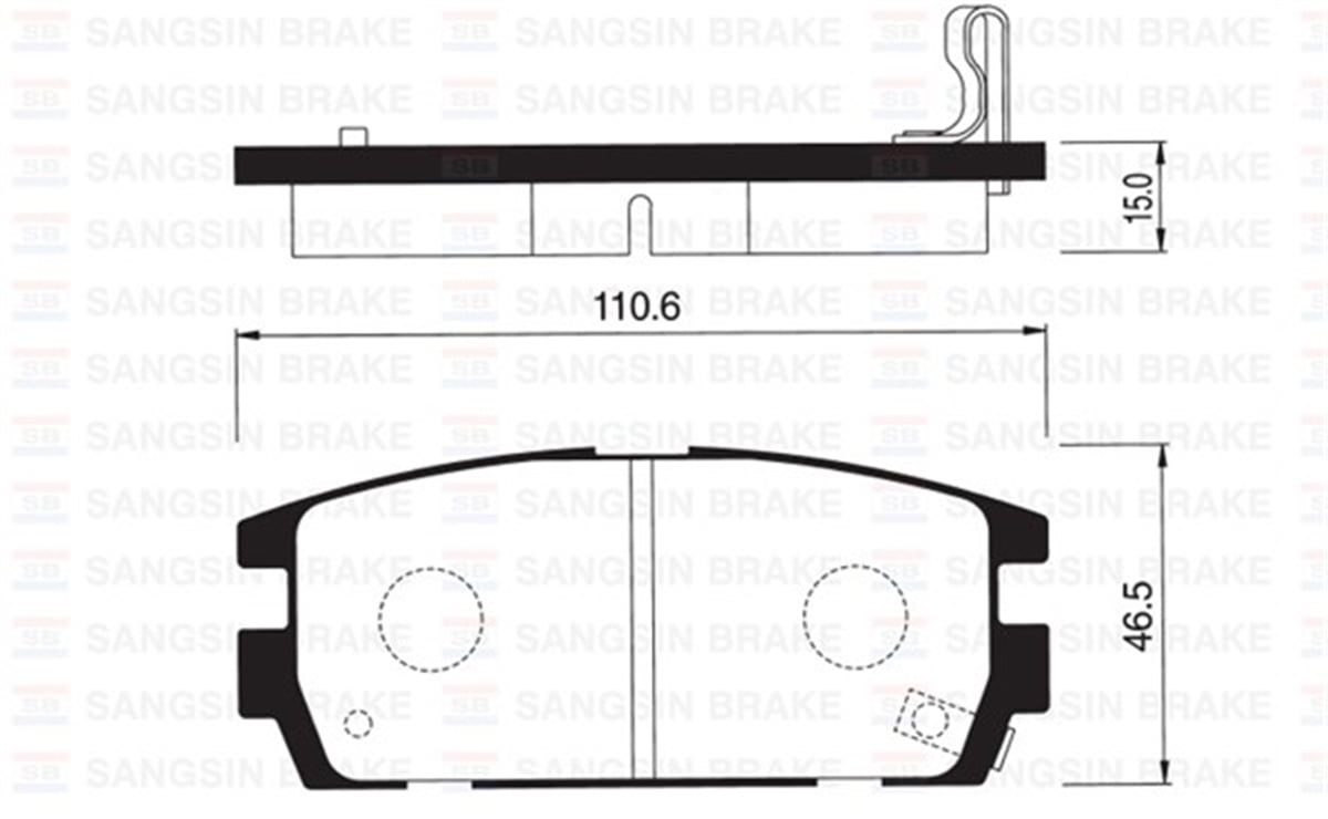 YEDEK PARÇAARKA BALATA HYUNDAI TERRACAN 01 2.5TD-2.9CRDİ-3.5İ V6 110.6X45.5X15.8-16.2 MM GDB3296 SANGSIN SP1098SANGSINSANGSIN SP1098
