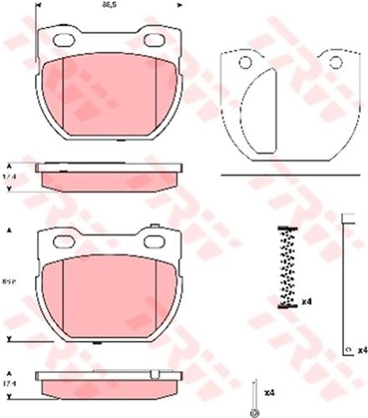 YEDEK PARÇAARKA BALATA LAND ROVER DEFENDER 98 07 11 TRW GDB1666TRWTRW GDB1666