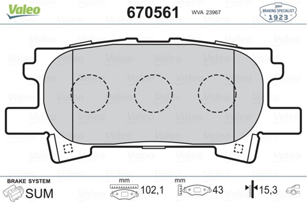 YEDEK PARÇAARKA BALATA LEXUS RX 300 350 400 05-2003-2008 TÜM TEKERLEKLERİ ÇEKİŞLİ VALEO 670561VALEOVALEO 670561