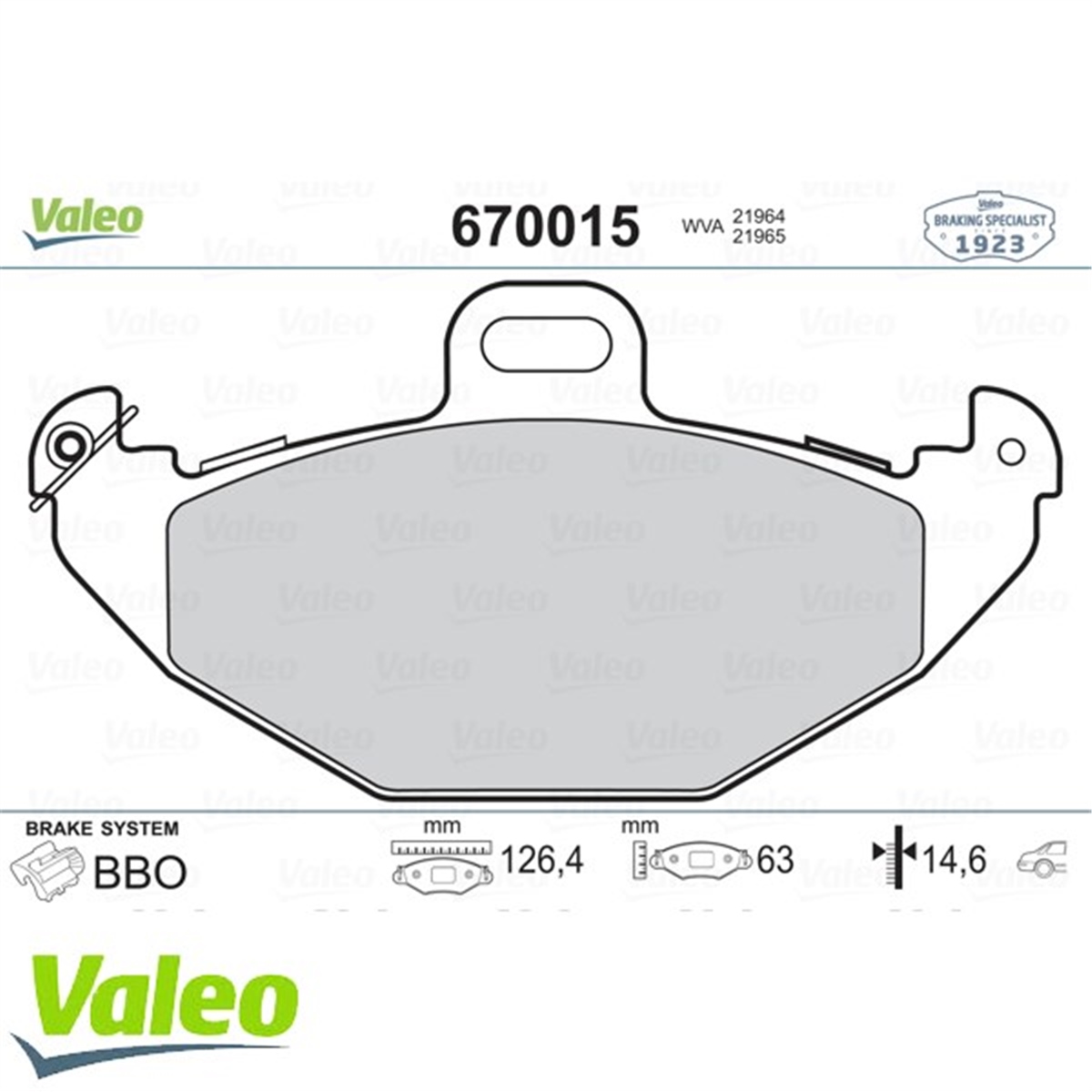 YEDEK PARÇAARKA BALATA LGN 1.6 1.8 1.9DCİ 2.0 16V-2.2 3.0 93-01 VALEO 670015VALEOVALEO 670015