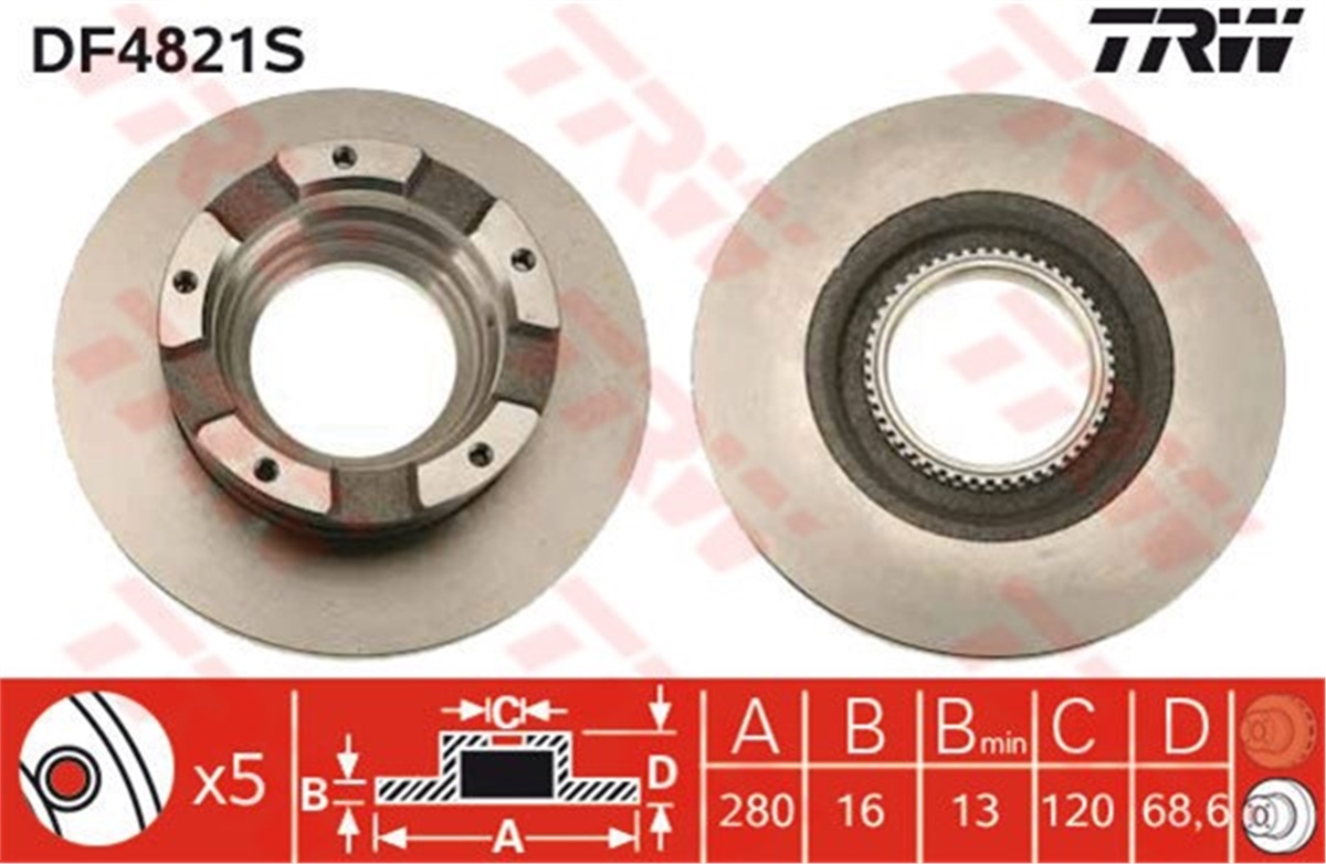 YEDEK PARÇAARKA FREN AYNASI DUZ TRANSIT 2.2TDCİ 2.3 16V 2.4TDCI 07-06 2014 TRW DF4821STRWTRW DF4821S