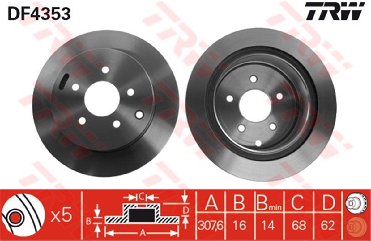 YEDEK PARÇAARKA FREN AYNASI HAVALI NISSAN MURANO 3.5 4X4 05 TRW DF4353TRWTRW DF4353
