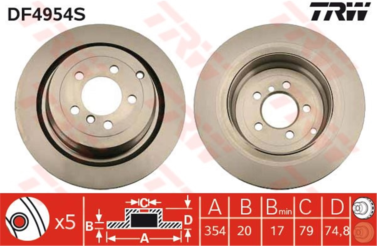 YEDEK PARÇAARKA FREN AYNASI HAVALI RANGE ROVER III LM 4.2-4.4-5.0 V8-3.6 TD8 02- TRW DF4954STRWTRW DF4954S