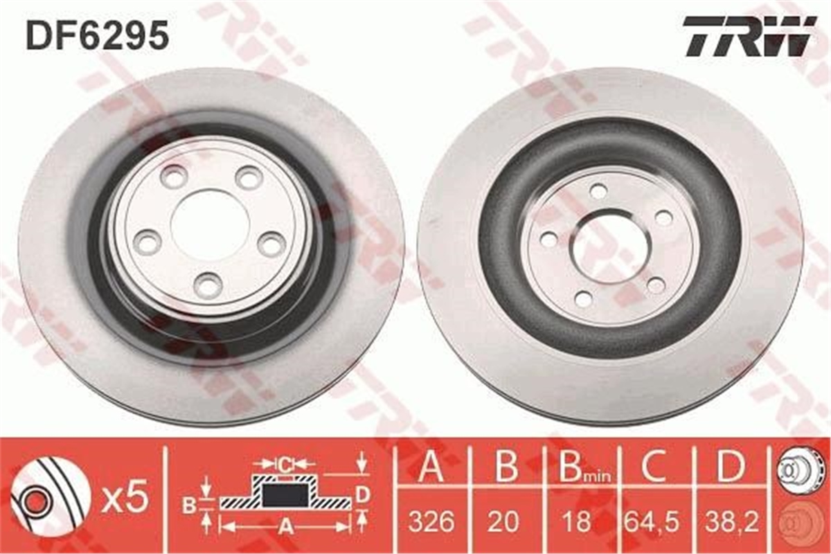 YEDEK PARÇAARKA FREN AYNASI JAGUAR XF 2008-2015 XJ 94-2015 XJS XK 96-2014 STYPE 99-07 CAP 326MM TRW DF6295TRWTRW DF6295