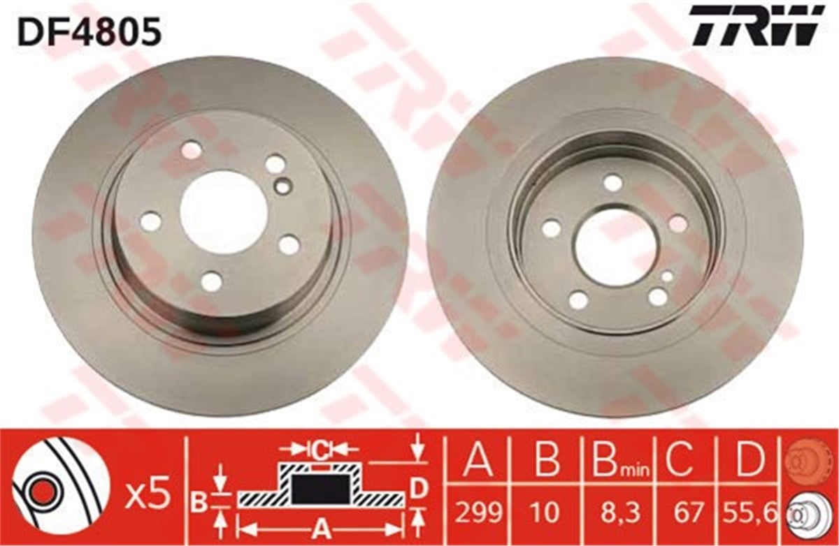 YEDEK PARÇAARKA FREN AYNASI MERCEDES C SERİ W204 C180-C200-C230-C250-C280-C300 07-14 -E SERİ C207 09 TRW DF4805TRWTRW DF4805