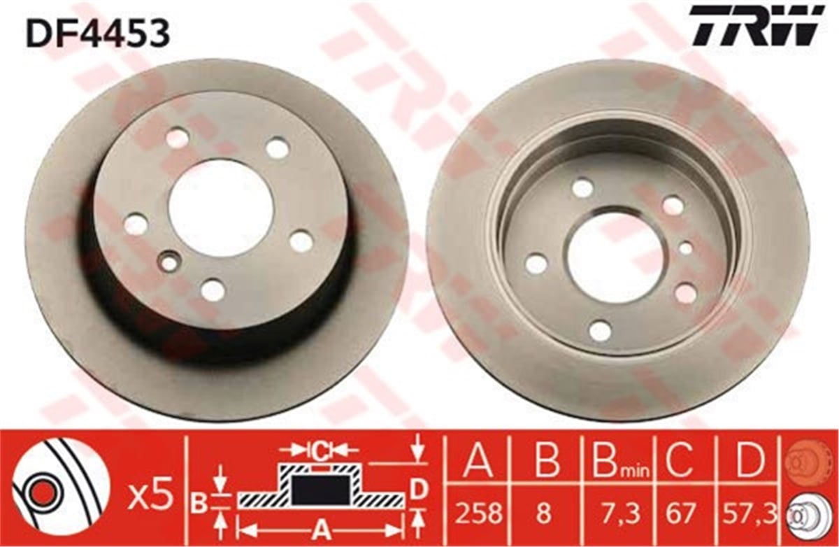 YEDEK PARÇAARKA FREN AYNASI MERCEDES W169 04-12 W245 05-11 TRW DF4453TRWTRW DF4453