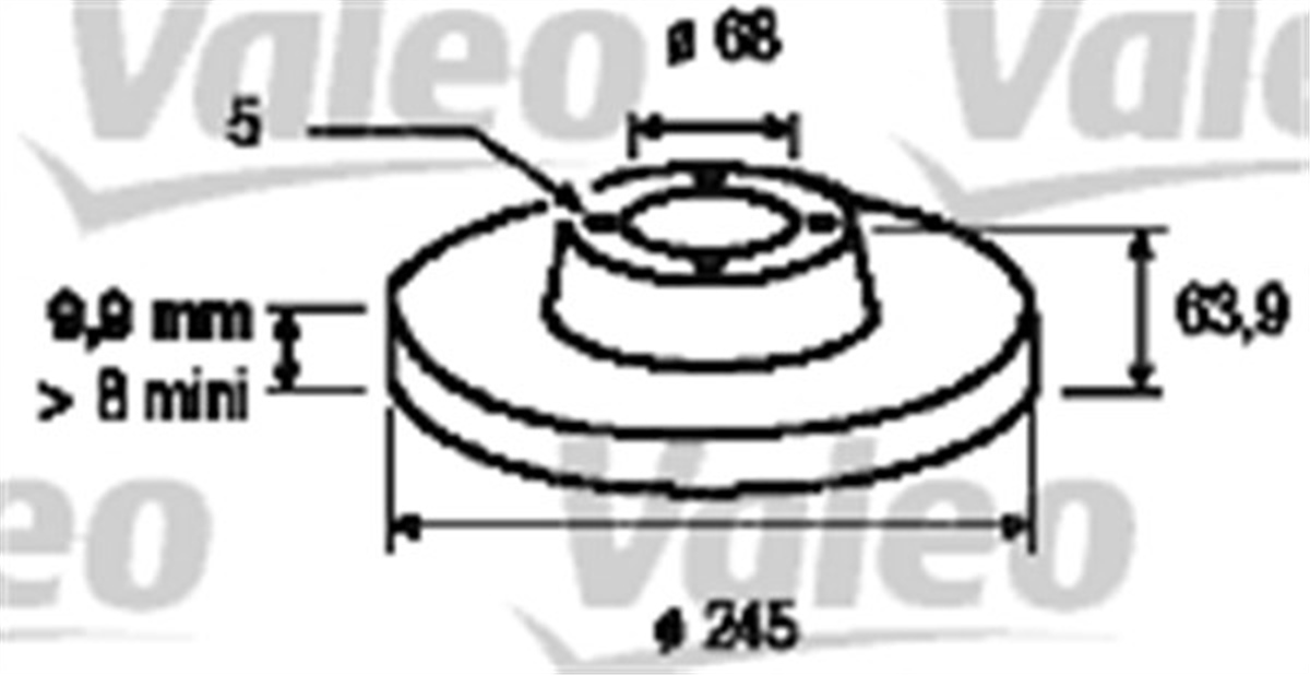 YEDEK PARÇAARKA FREN AYNASI PASSAT- 96-05 AUDI100 90-94 A6 1.8T-1.9TDI 94-05 SUPERB 02-08 245X10X5DL VALEO 186294VALEOVALEO 186294