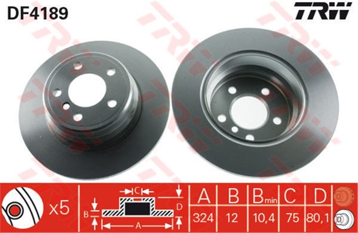 YEDEK PARÇAARKA FREN AYNASI X5 3.0D-3.0İ-4.4İ 05-0 TRW DF4189TRWTRW DF4189