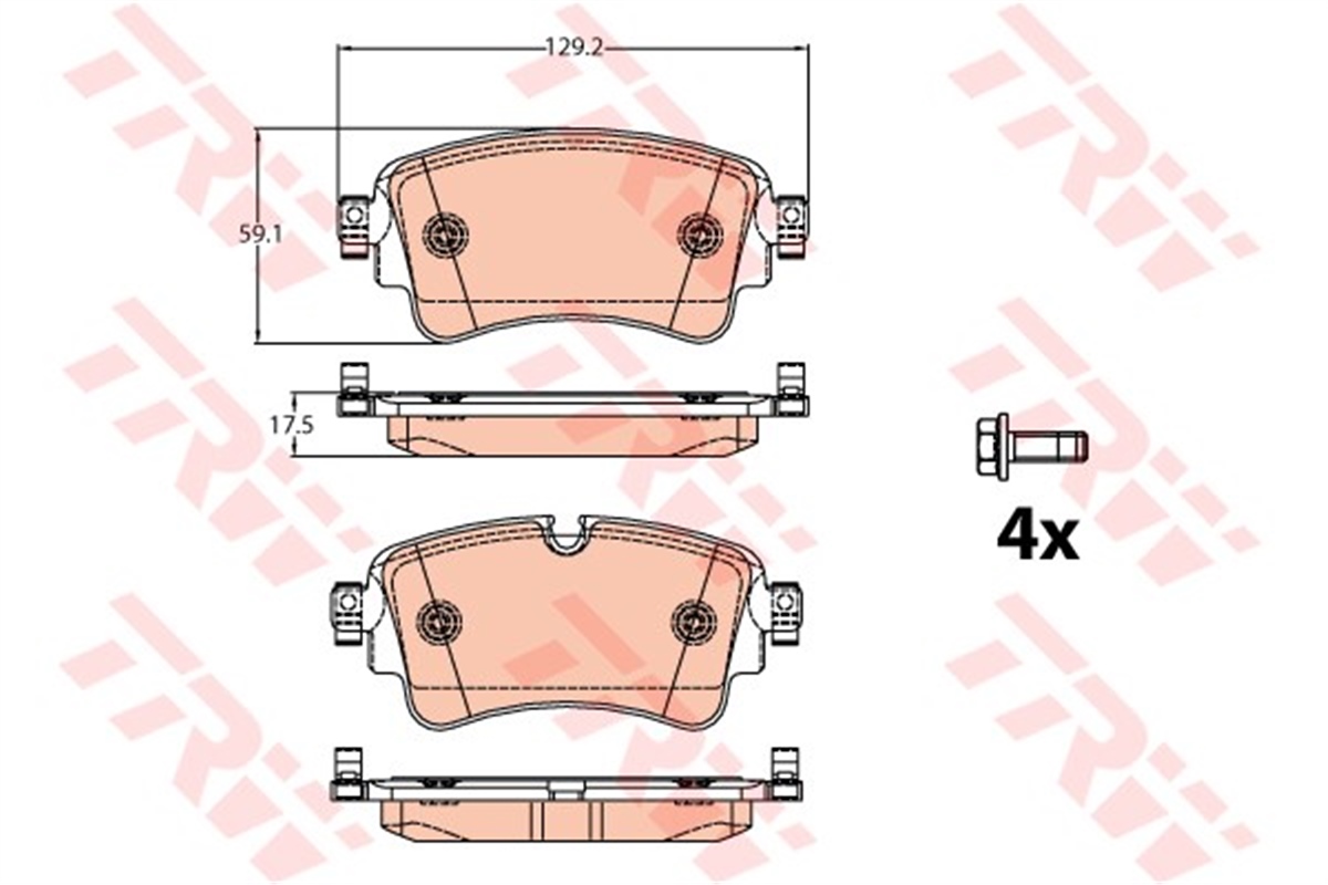 YEDEK PARÇAARKA FREN BALATA AUDI A4-A5-A7-Q5-Q7 2014 129.3X59X17.5 TRW GDB2132TRWTRW GDB2132