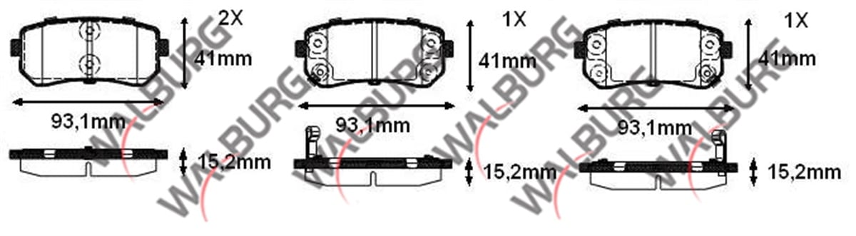 YEDEK PARÇAARKA FREN BALATASI İKAZLI ACCENT ERA 1.5 CRDI 15.20mm 2006-2012WALBURGWDB467