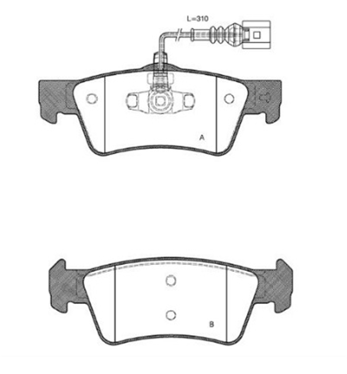 YEDEK PARÇAARKA FREN BALATASI-KABLO 310MM VW TRANSPORTER 03-08 7H8698451 -MGA-55653MGAMGA-55653