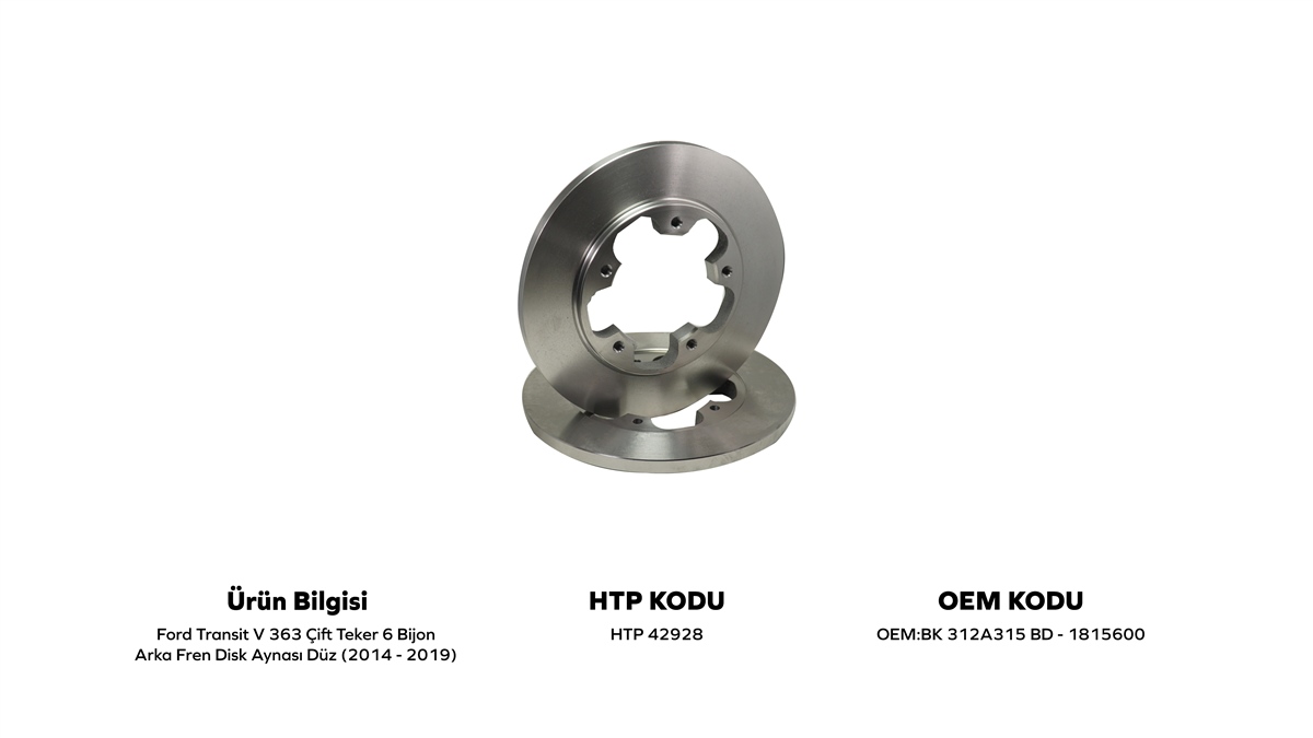 YEDEK PARÇAARKA FREN DİSK AYNASI TRANSİT V363 ÇİFT TEKER 308MM 6 BİJON 2013>HATİPOĞLU*HTP42928