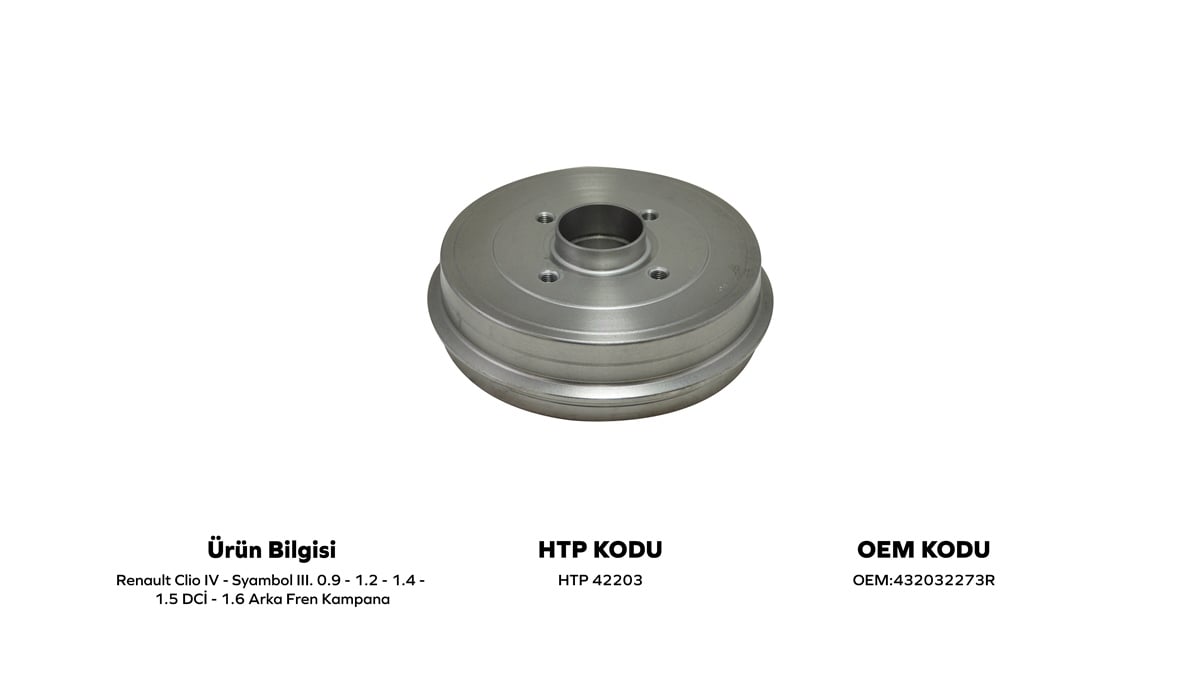 YEDEK PARÇAARKA KAMPANA 20445mm CLİO IV/SYMBOL TÜM MODELLERHATİPOĞLU*HTP42203