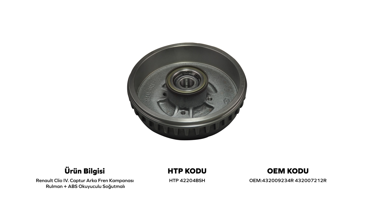 YEDEK PARÇAARKA KAMPANA BİLYALI+ABS OKUYUCULU 2295mm SOĞUTMALI TIRNAKLI CLİO IV HB/CAPTURHATİPOĞLU*HTP42204BSH