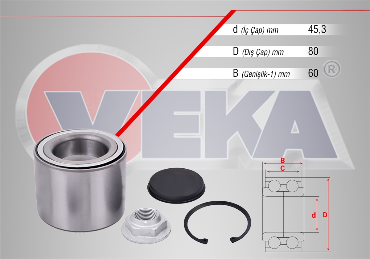 YEDEK PARÇAARKA TEKER RULMAN KITI MASTER III FV 2.3 DCI 45X80X60 2010-VEKA47-3520K