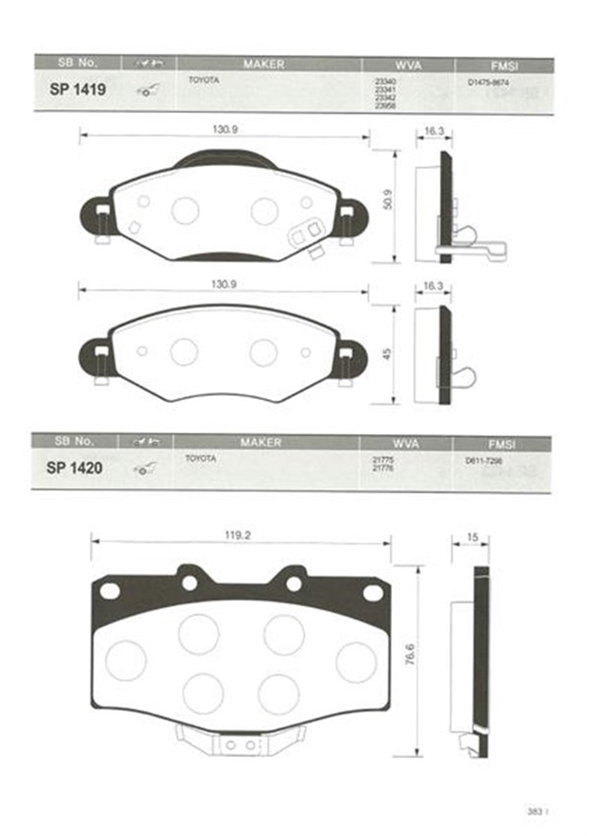 YEDEK PARÇABALATA ÖN DİSK TOYOTA LAND CRUISER J7-J8 98 RUNNER 2.4 90-96 GDB1154-GDB3383 SANGSIN SP1420SANGSINSANGSIN SP1420