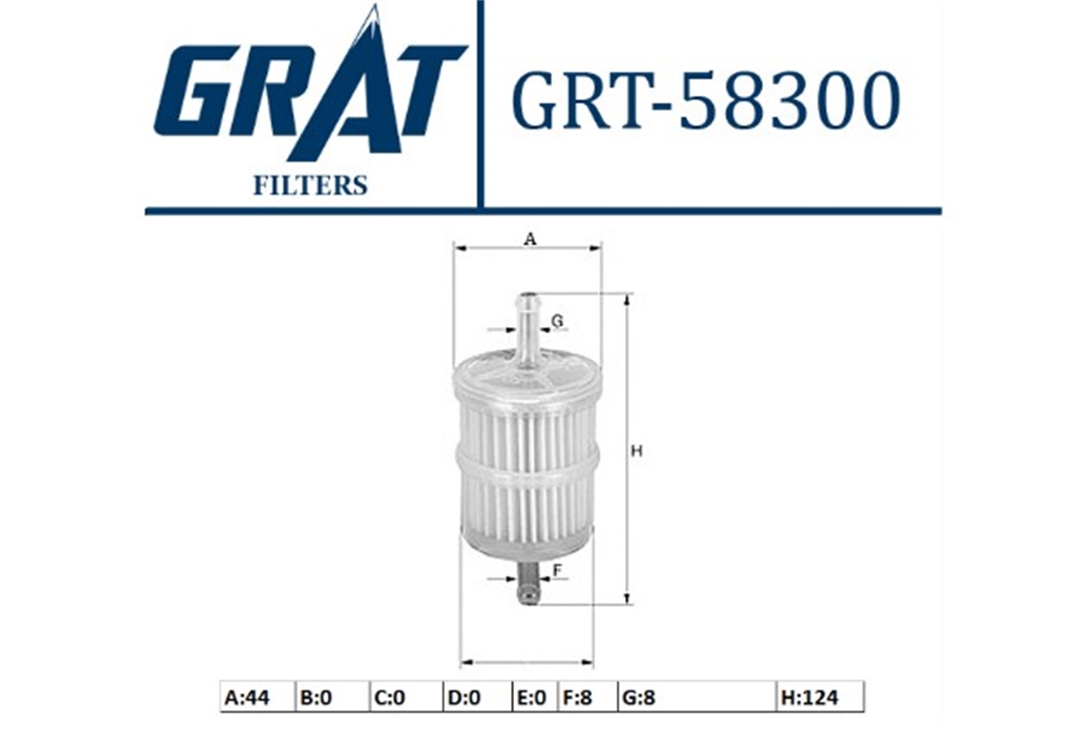 YEDEK PARÇABENZIN FILTRESI  UNIVERSAL TIP  82425649 -GRT-58300GRATGRT-58300