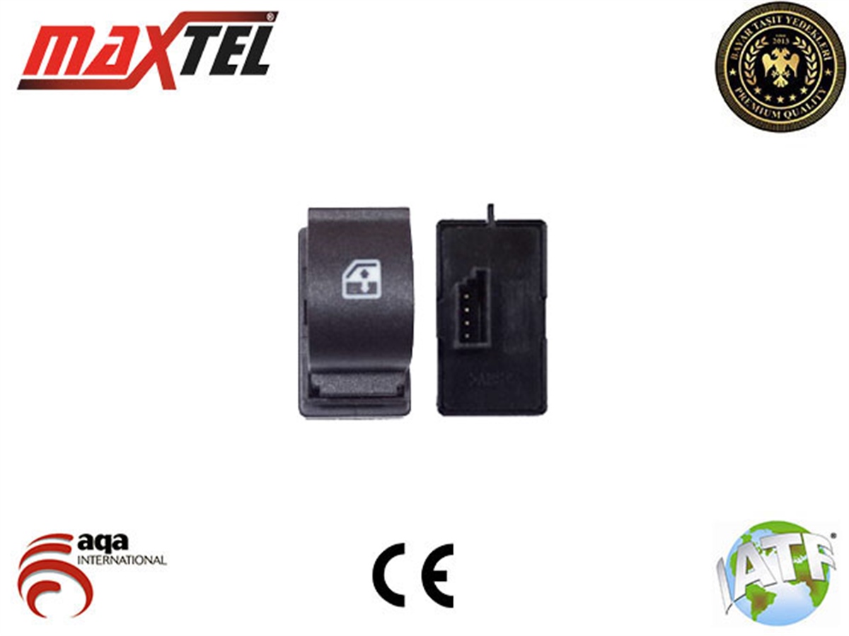 YEDEK PARÇACAM AÇMA DÜĞMESİ ÖN SAĞ 4 PİN TEKLİ SİYAH LİNEAMAXTEL18205004
