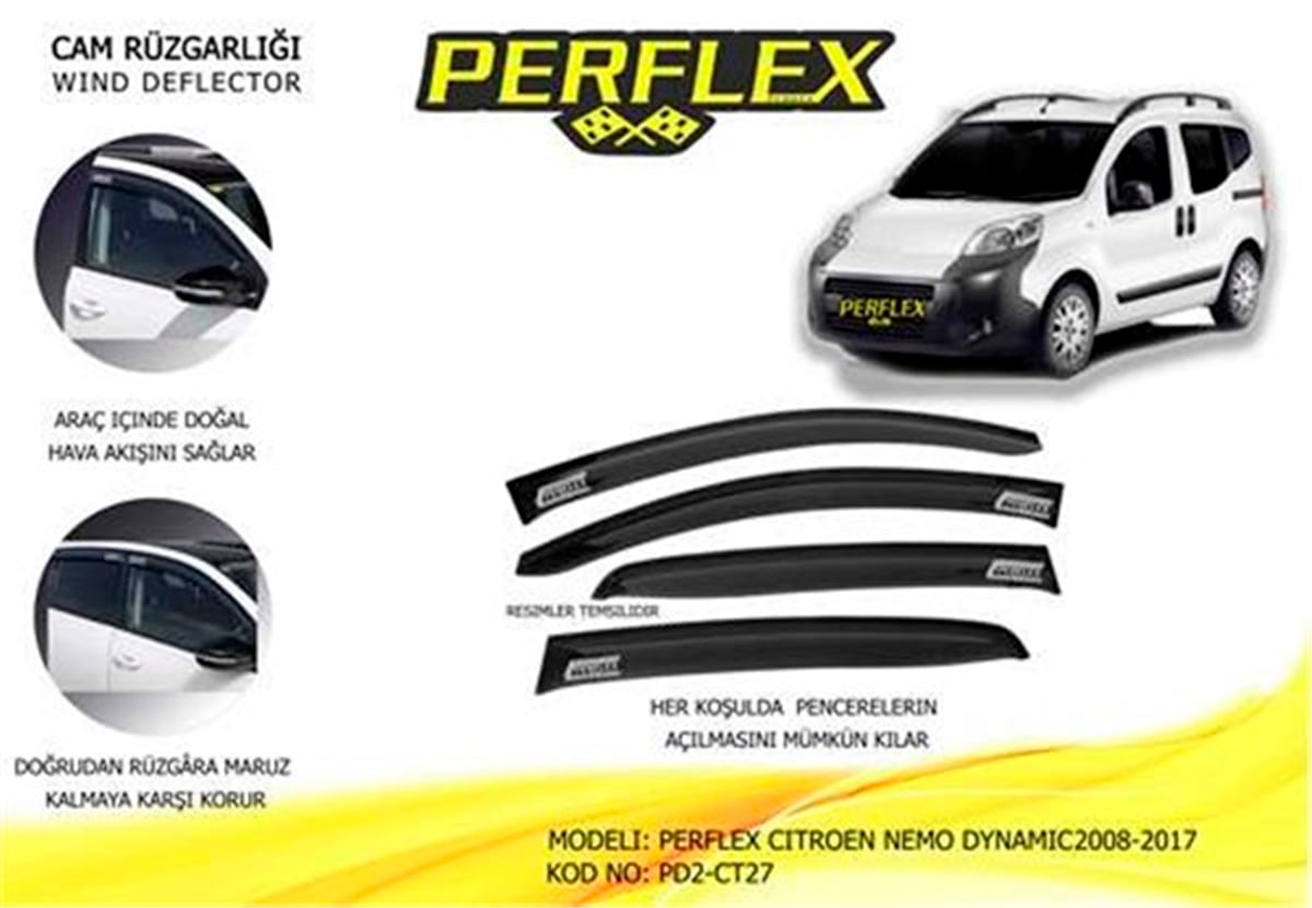 YEDEK PARÇACAM RÜZGARLIĞI CITROEN NEMO DYNAMIC 2008-2017 2 Lİ PERFLEX PD2-CT27PERFLEXPERFLEX PD2-CT27