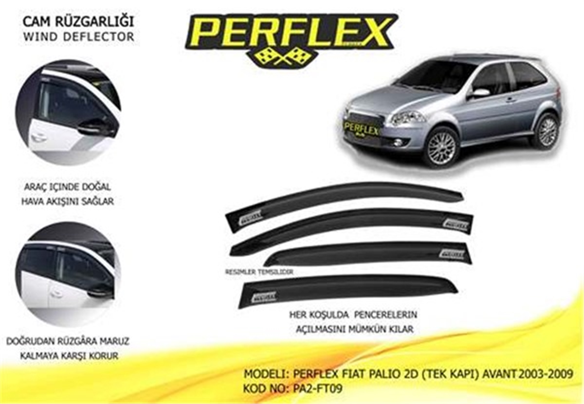 YEDEK PARÇACAM RÜZGARLIĞI FIAT PALIO 2D TEK KAPI AVANT 2003-2009 2 Lİ PERFLEX PA2-FT09PERFLEXPERFLEX PA2-FT09