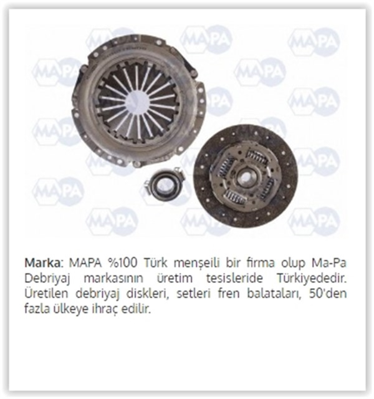 YEDEK PARÇADEBRIYAJ SETİ NISSAN PRIMERA 1.8 16V 99-01 ALMERA TINO 1.8 00 ALMERA II 1.8 00 QG18DE MAPA 015215900MAPAMAPA 015215900