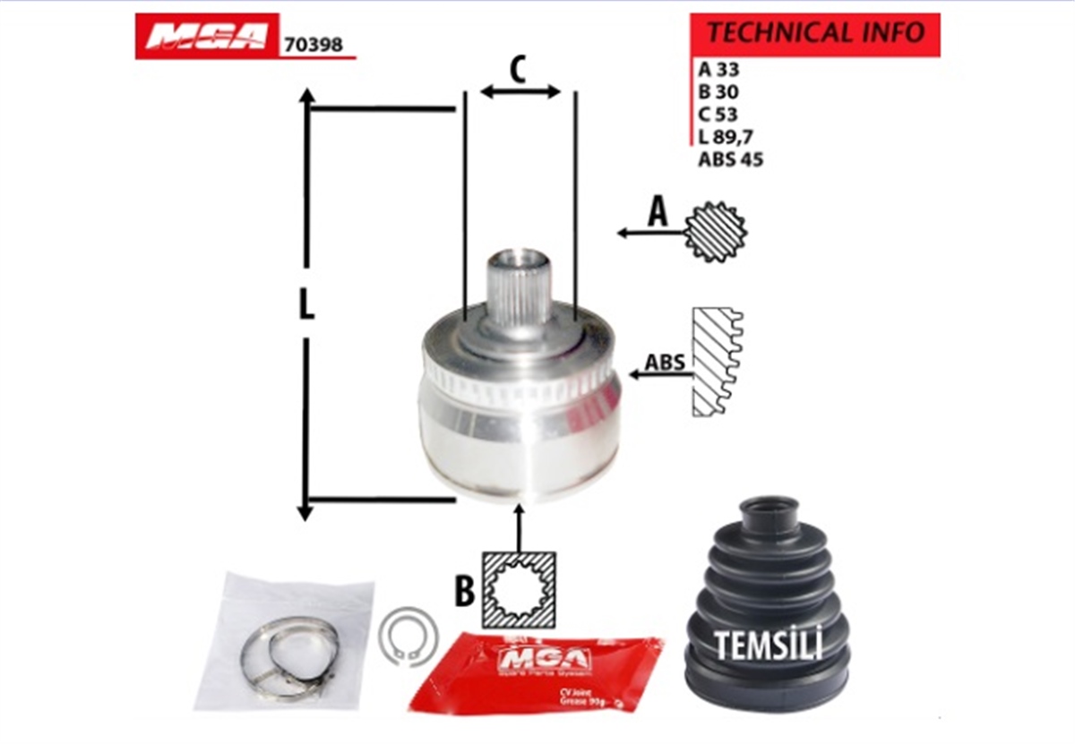 YEDEK PARÇADIS AKS KAFASI VW PASSAT 97-05  AUDI A4 95-01 3B0498099A -MGA-70398MGAMGA-70398