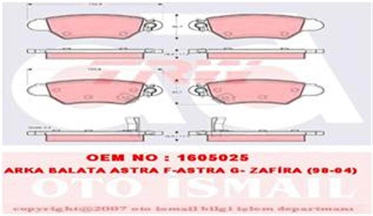 YEDEK PARÇADİSK FREN BALATASI ARKA ASTRA G 1998-2005-ZAFIRA A 1999-2005 TRW GDB1352TRWTRW GDB1352