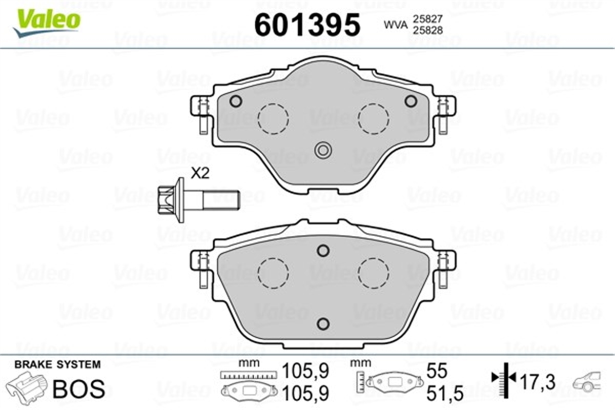 YEDEK PARÇADİSK FREN BALATASI ARKA CITROEN C4 PICASSO II VALEO 601395VALEOVALEO 601395
