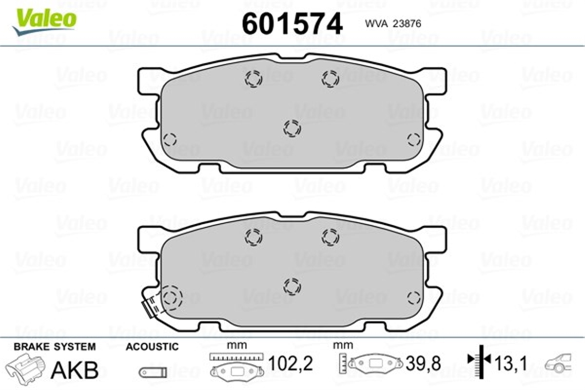 YEDEK PARÇADİSK FREN BALATASI ARKA MAZDA MX-5 II TOYOTA CAMRY SOLARA 3.3 04-08 VALEO 601574VALEOVALEO 601574