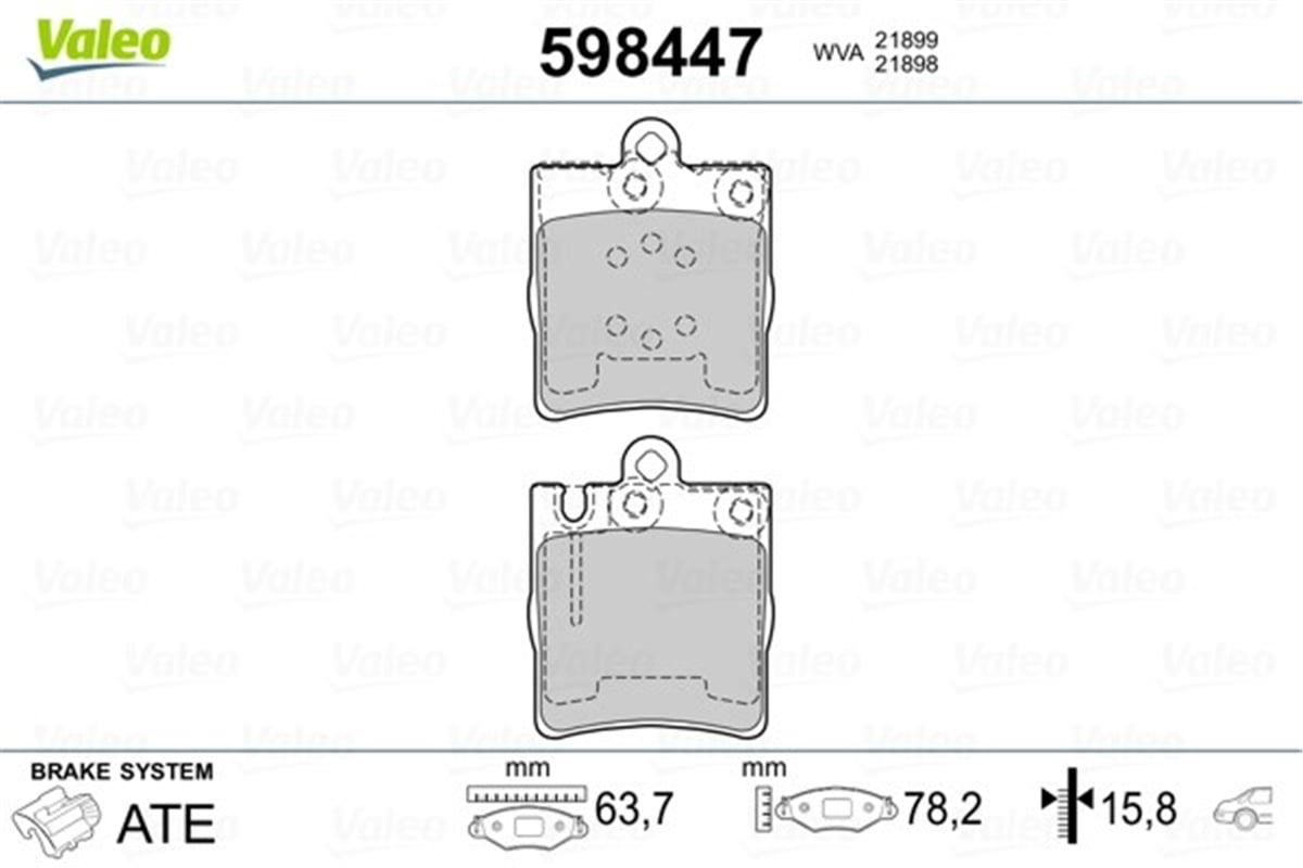 YEDEK PARÇADİSK FREN BALATASI ARKA MB E200-240-280-300-320-420-430 97- C240 06-00- . C270 06-00- . C320 VALEO 598447VALEOVALEO 598447