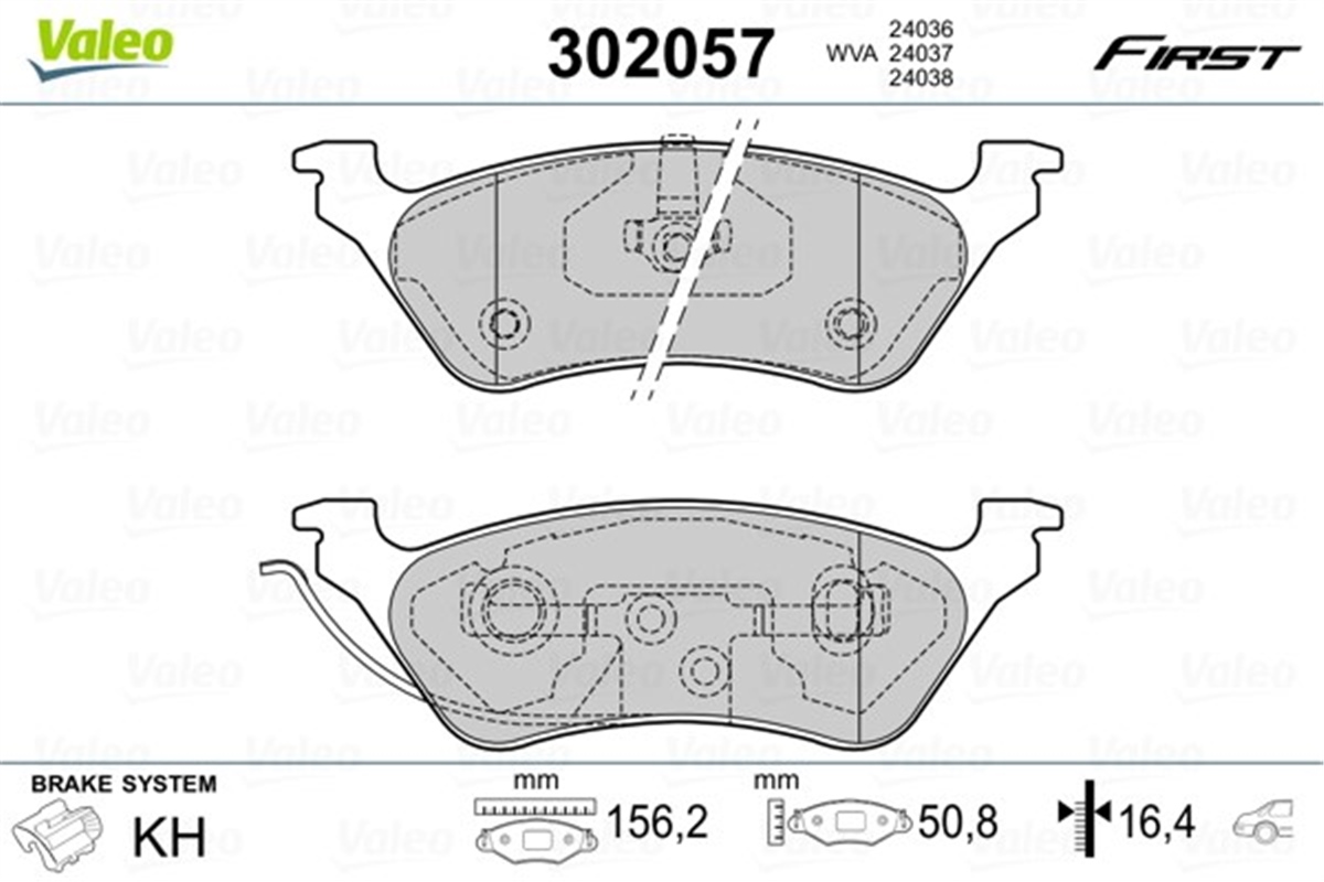 YEDEK PARÇADİSK FREN BALATASI FIRST ARKA CHRYSLER GRAND VOYAGER 02.00 VALEO 302057VALEOVALEO 302057