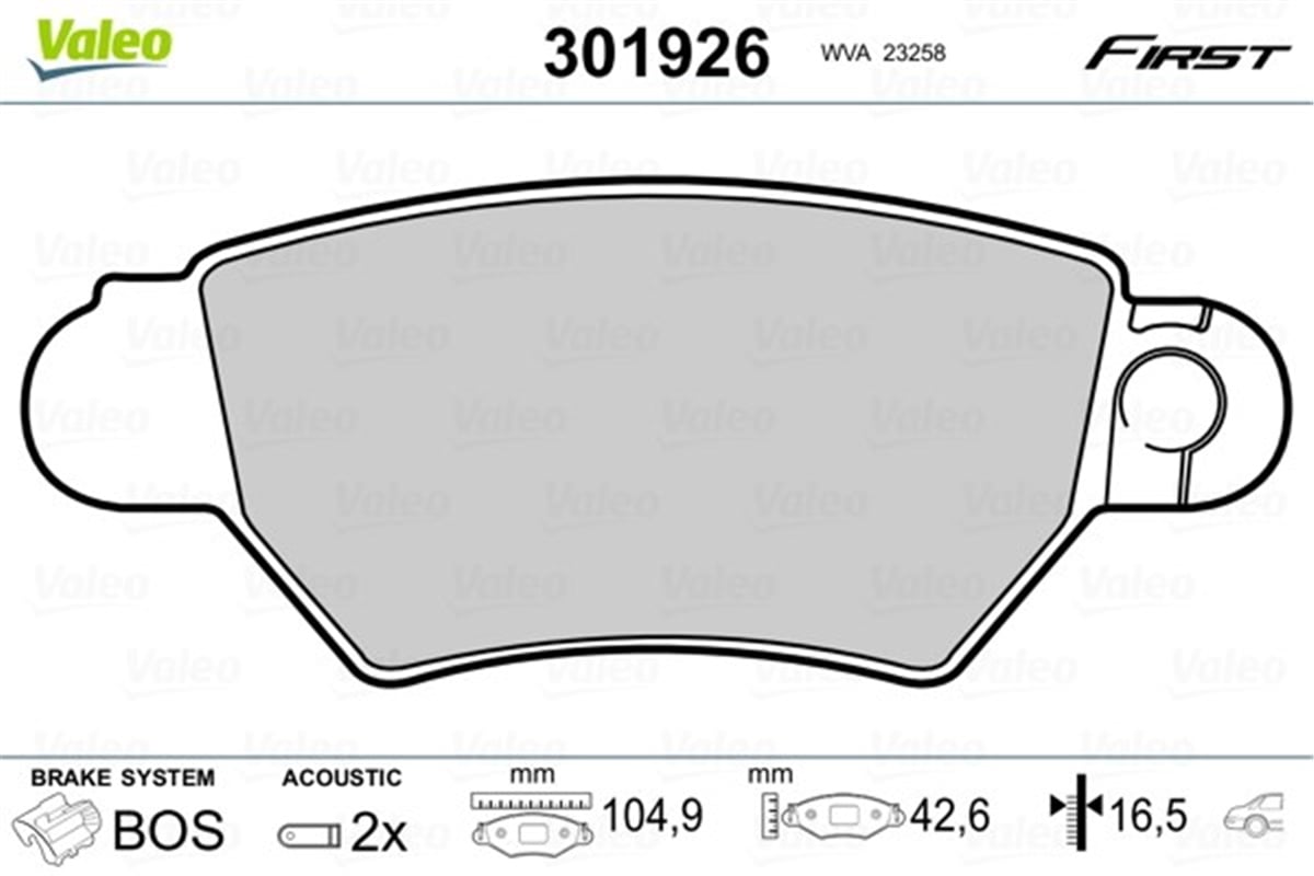 YEDEK PARÇADİSK FREN BALATASI FIRST ARKA OPEL ASTRA G 2-1998 12-2005 - OPEL ZAFIRA A F75 10-1998 6-200 VALEO 301926VALEOVALEO 301926