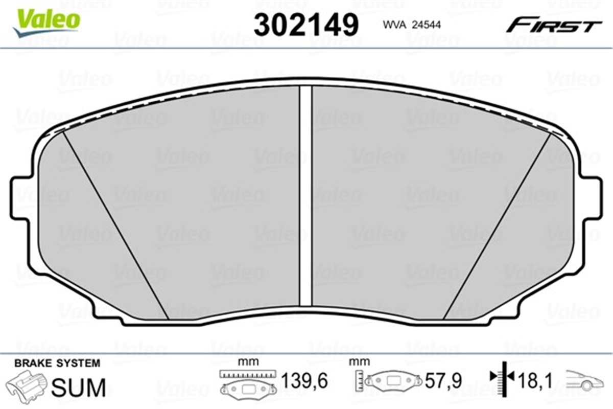 YEDEK PARÇADİSK FREN BALATASI FIRST ÖN MAZDA CX-7 06.06 VALEO 302149VALEOVALEO 302149