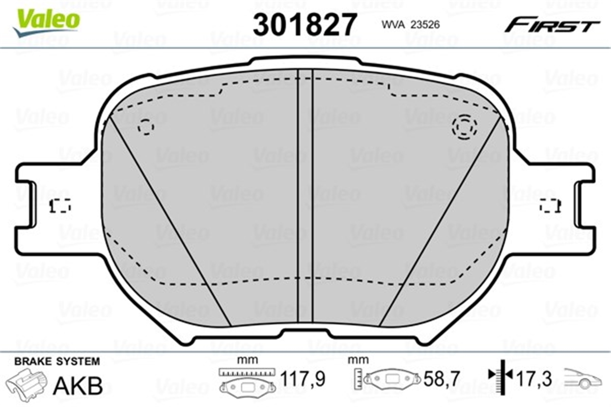 YEDEK PARÇADİSK FREN BALATASI FIRST ÖN TOYOTA CELİCA ZT230 8-1999 9-2005 - TOYOTA COROLLA 120 10-200 VALEO 301827VALEOVALEO 301827