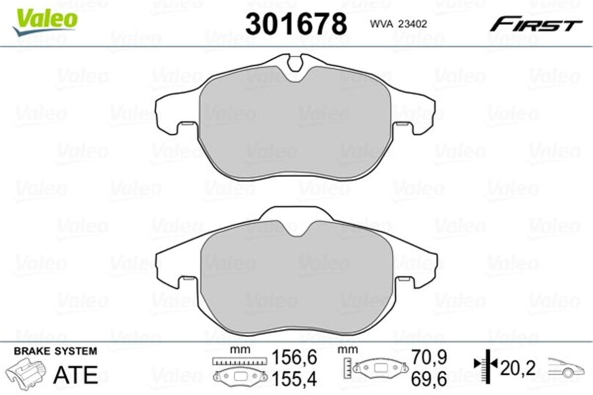 YEDEK PARÇADİSK FREN BALATASI FIRST ÖN CADILLAC BLS 3-2005 9-2010 - FIAT CROMA II 194-294 6-2005 10-20 VALEO 301678VALEOVALEO 301678
