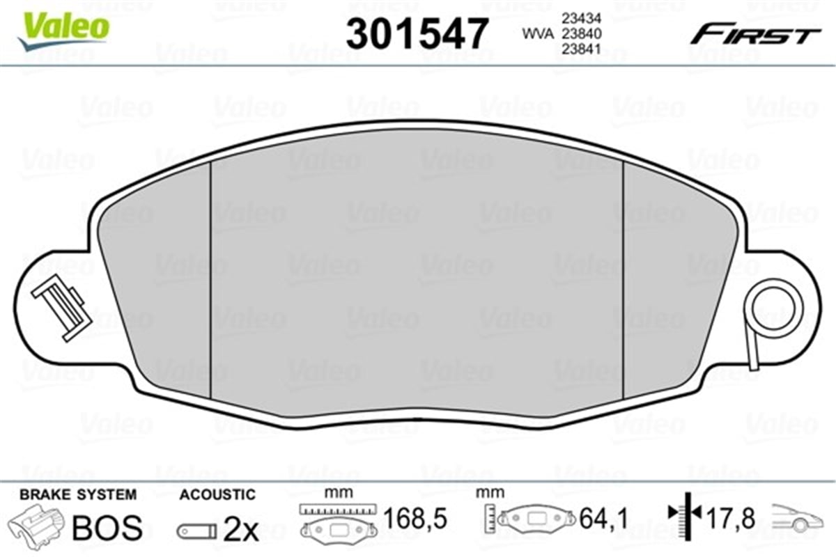 YEDEK PARÇADİSK FREN BALATASI FIRST ÖN FORD TRANSİT 2000 1-2000 12-2006 VALEO 301547VALEOVALEO 301547