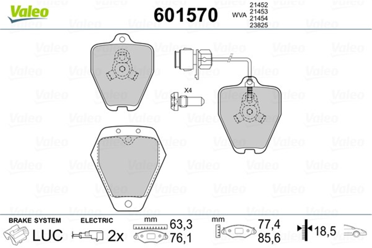 YEDEK PARÇADİSK FREN BALATASI ÖN AUDI A6 VALEO 601570VALEOVALEO 601570