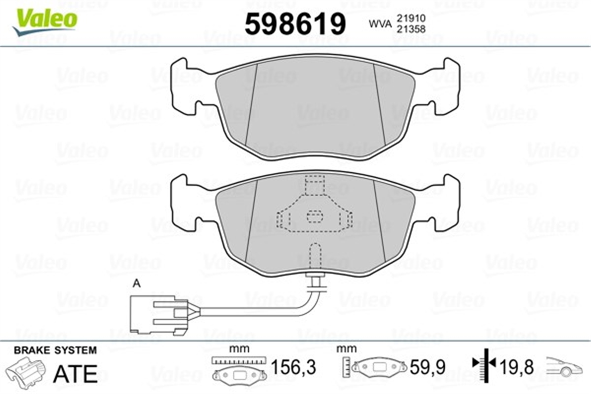 YEDEK PARÇADİSK FREN BALATASI ÖN FORD MONDEO I FL96 96-00 1.6 İ. 1.8 İ. 2.0 İ. 2.5 İ ; MONDEO I 93-96 2.5 VALEO 598619VALEOVALEO 598619