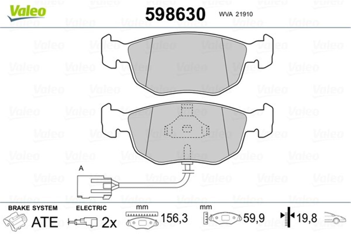 YEDEK PARÇADİSK FREN BALATASI ÖN FORD MONDEO I FL96 96-00 1.6 İ. 1.8 İ. 2.0 İ. 2.5 İ ; MONDEO I 93-96 1.8 VALEO 598630VALEOVALEO 598630